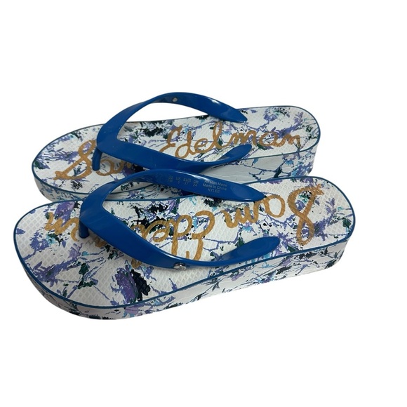 Sam Edelman Kylee Blue Floral flip flop Sandals size 7 - Picture 3 of 10